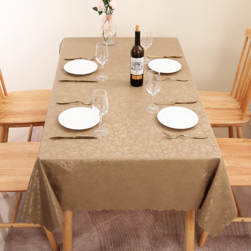 Smiry Rectangle Table Cloth, Waterproof Heavy Duty Vinyl Tablecloths, Wipeable Washable Table Cover for Kitchen and Dining Room (Brown, 60" X 120") - Image 2